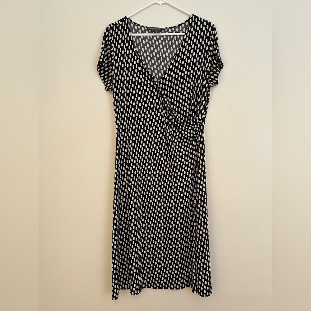 Josephine Chaus Patterned Short Sleeve Wrap Knee Length Midi Dress